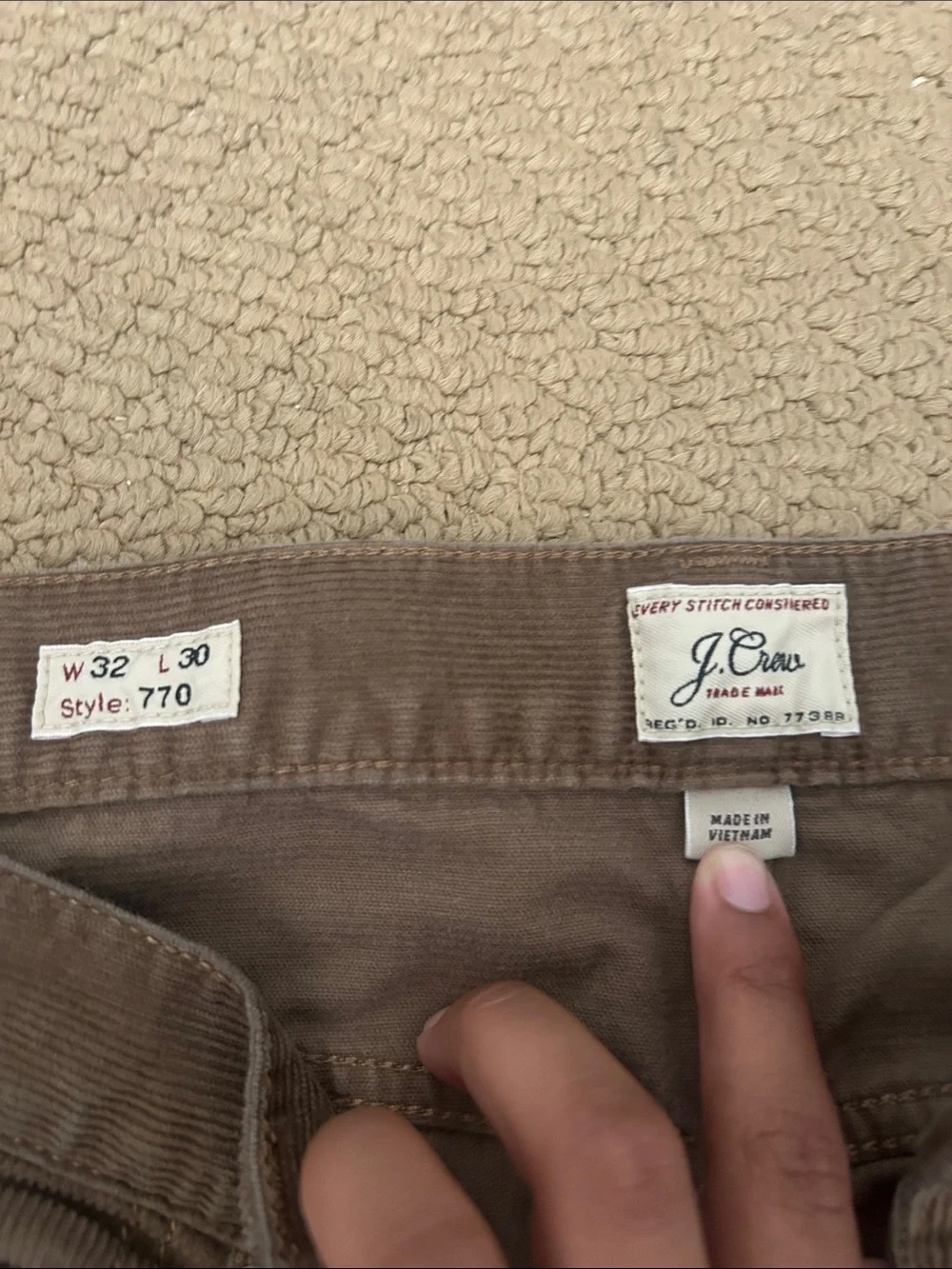 J. Crew Men's Corduroy Pants in Taupe